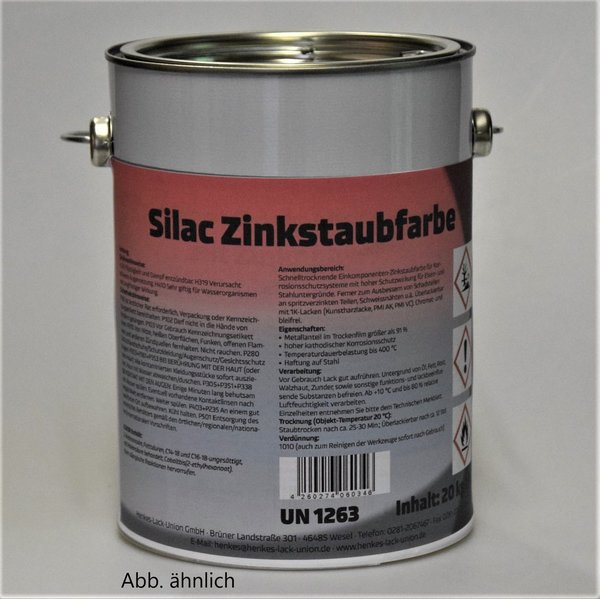 Silac Zinkstaubfarbe - Metallanteil im Trockenfilm >91% - bis 400°C hitzebeständig - 5,5 kg
